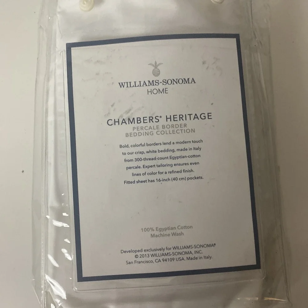 Williams Sonoma Home Chambers Heritage Percale Border Standard Sham Light Gray
